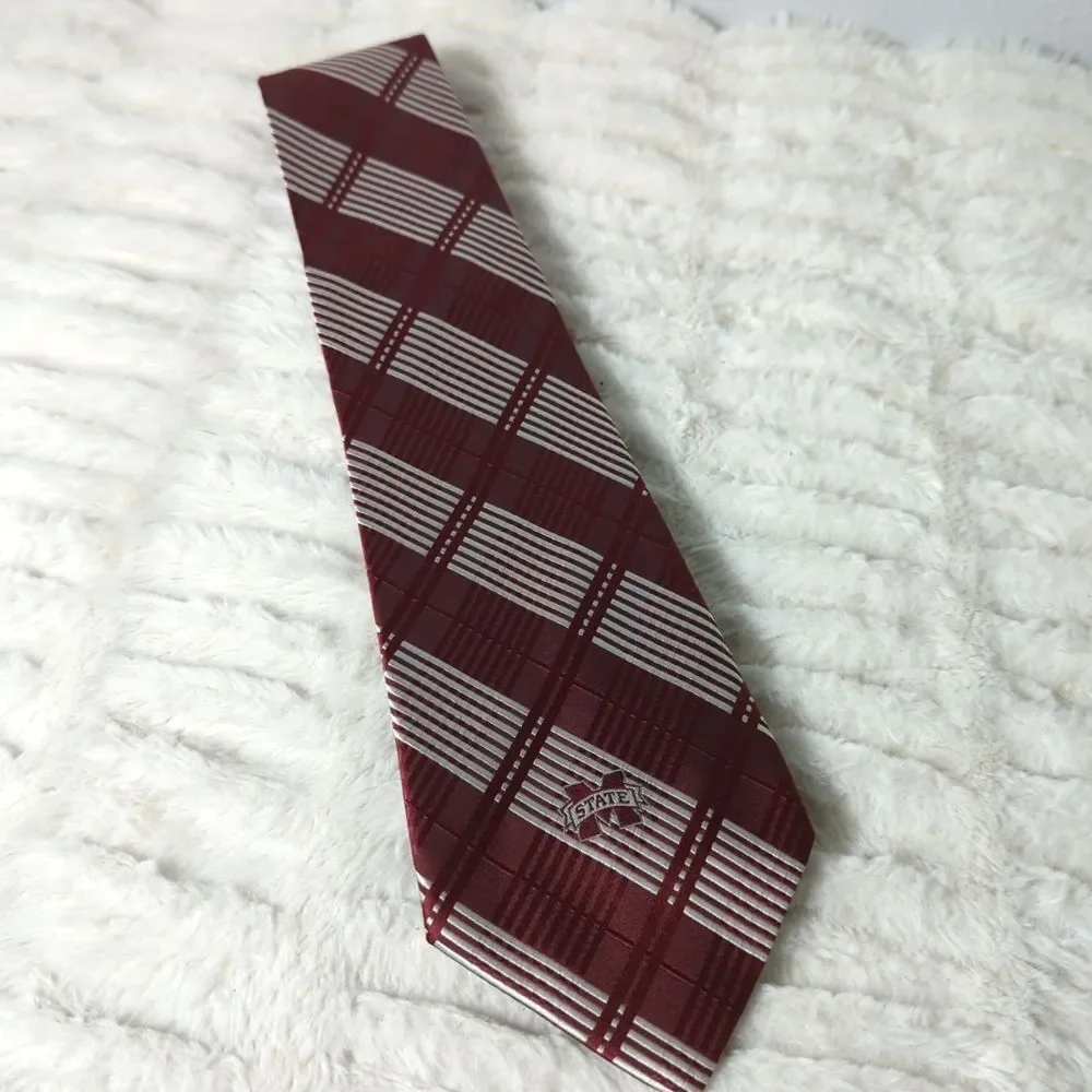 Eagles Wings Men's Mississippi State Maroon Stripped Neck Tie